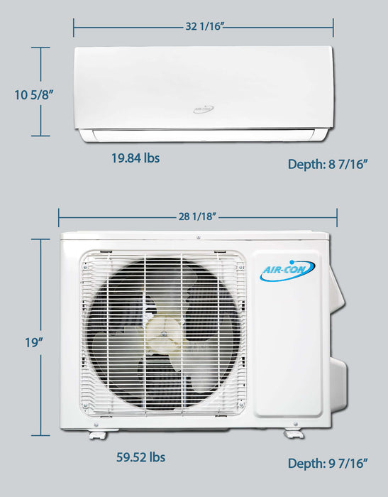 Air-Con Serene Series Mini Split Air Conditioner 12000 BTU 16 SEER