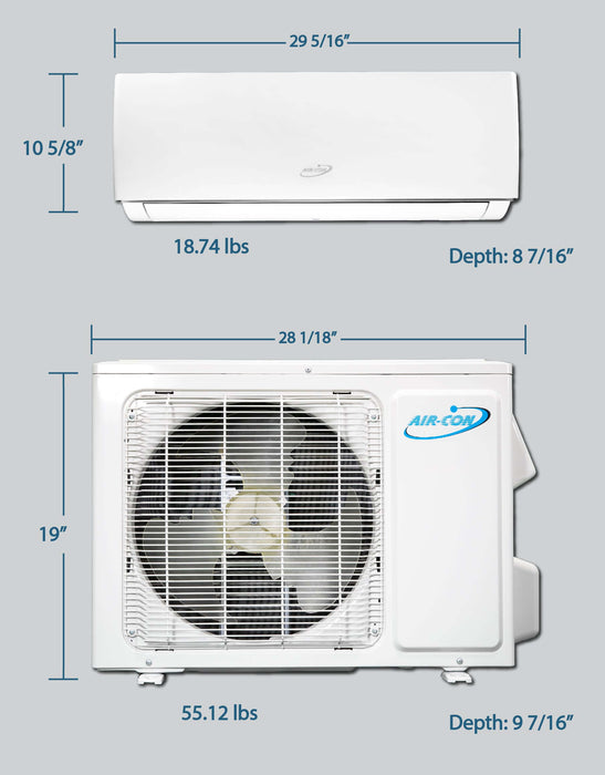 Air-Con Serene Series Mini Split Air Conditioner 9000 BTU 16 SEER