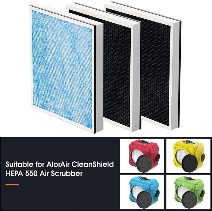 Alorair Hepa/activated Carbon Filter for Cleanshield 550 air scrubber - 3 pack