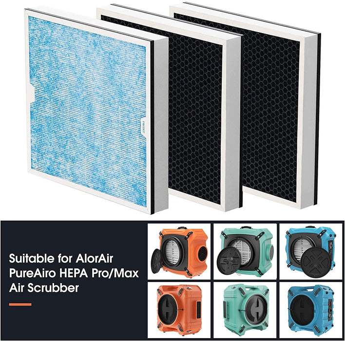 Alorair Hepa Activated Carbon Filter for Pureairo HEPA Pro/Max Air Scrubber - 3 pack